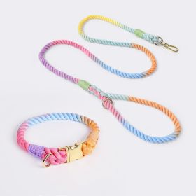 Weaving Gradient Colored Cotton Rope Pet Collar (Option: Macarone-M)