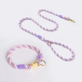 Weaving Gradient Colored Cotton Rope Pet Collar (Option: Purple white-M)