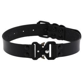 Creative Simple Release Buckle Collar Clavicle Necklace (Color: Black)