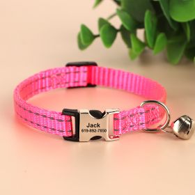 Engraved Anti Slip Reflective Cat Neck Collar (Color: Pink)