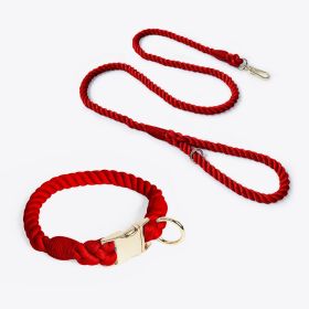 Weaving Gradient Colored Cotton Rope Pet Collar (Option: Wine Red-M)