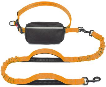 Pet Supplies Multi-functional Waist Pack Rope Reflective Sling Dog Hand Holding Rope Stretch Leash (Color: Orange)